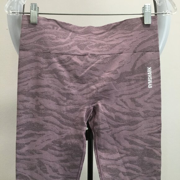 GYMSHARK Purple Mix Zebra Style Printed/Embossed Pull On Activewear Leggings - Picture 3 of 9